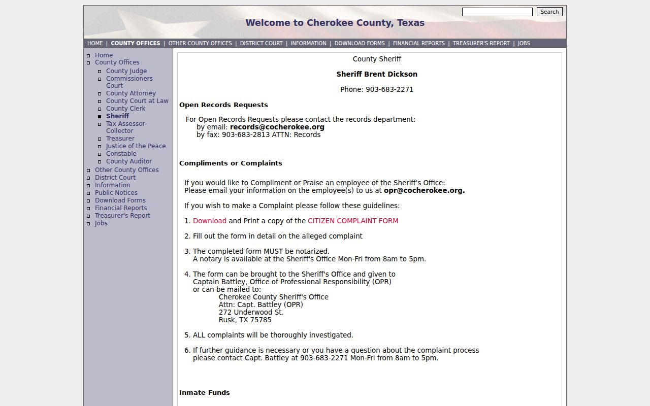 Cherokee County arrest search Sheriff records and jail page
