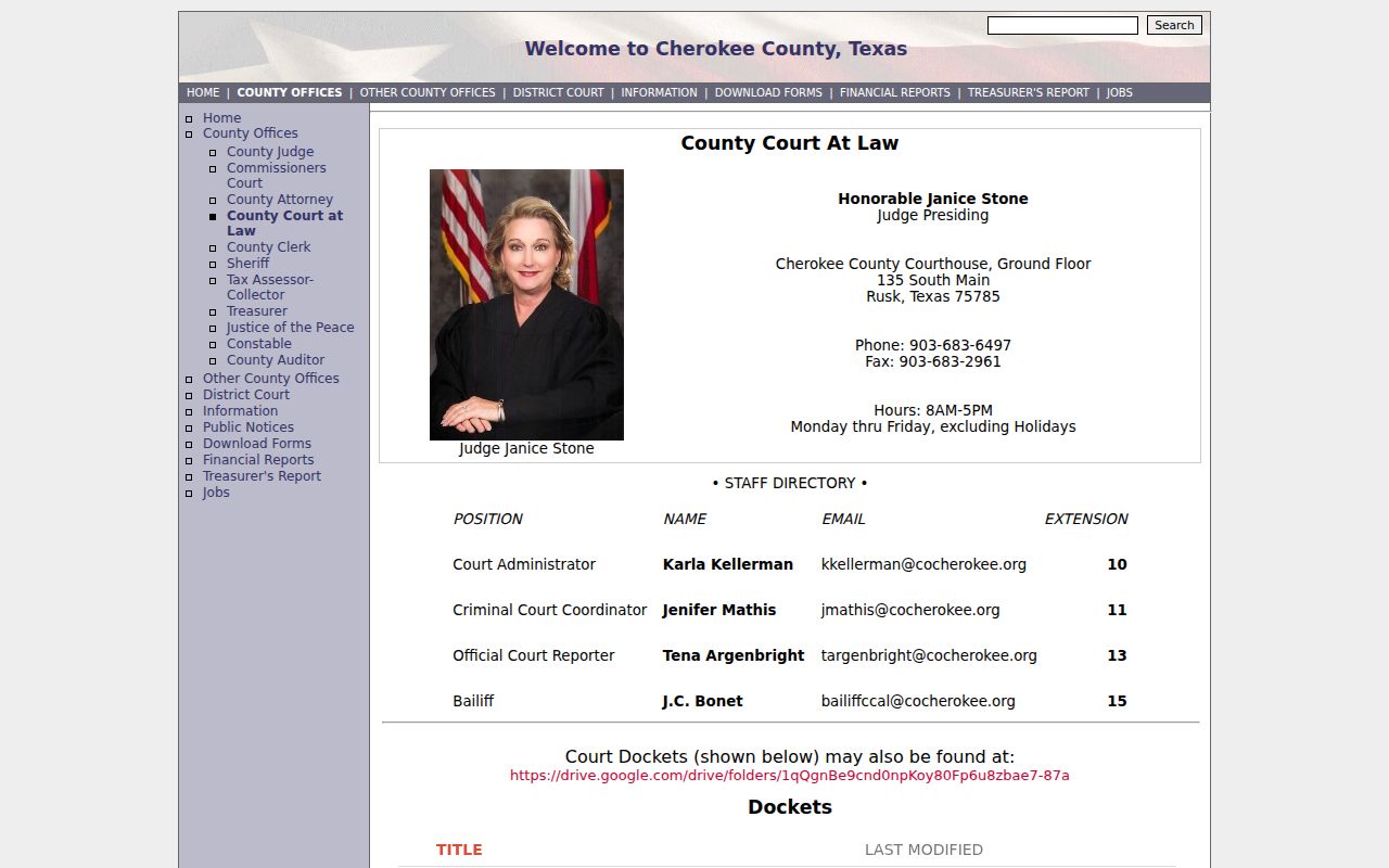 Cherokee County criminal misdemeanor court case records page