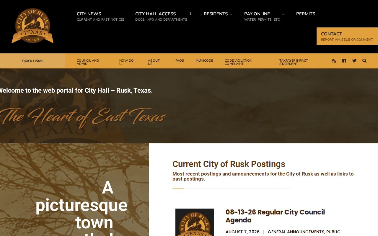 Rusk city website for local criminal records and court access