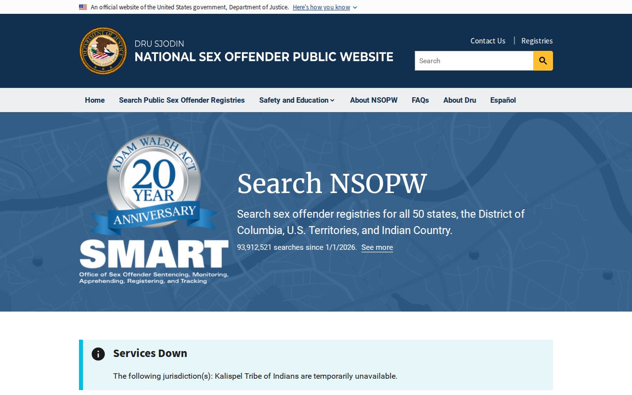 Cherokee County sex offender lookup through the national registry